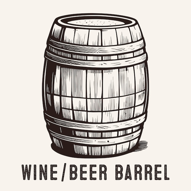 Vector wine beer barrel in engraved vintage style