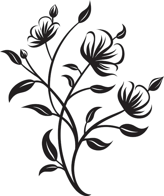 Vector wine and blossom design black icon elegant floral wine monochrome emblem