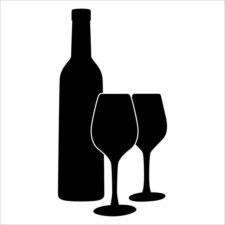 Wine Bottle and Glass Silhouette vector illustration