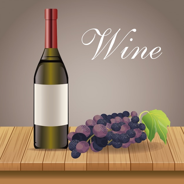 Wine bottle grape wooden decoration