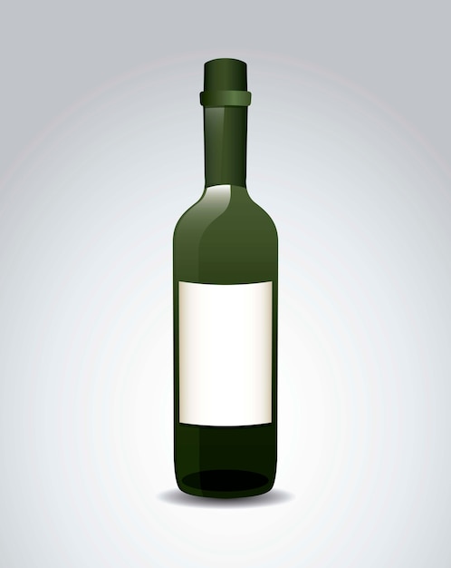 wine bottle over gray background vector illustration