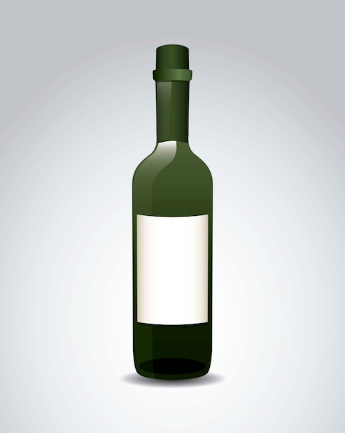 Wine bottle over gray background vector illustration