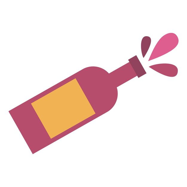 Vector wine bottle icon flat vector drink grape shape product