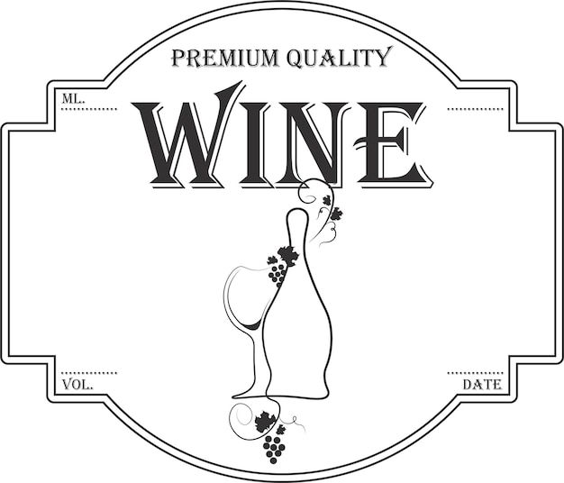 Vettore dell'etichetta della bottiglia di vino vettore dell'etichetta del vino dell'uva per la cantina design dell'etichetta del vino fatto in casa alcol