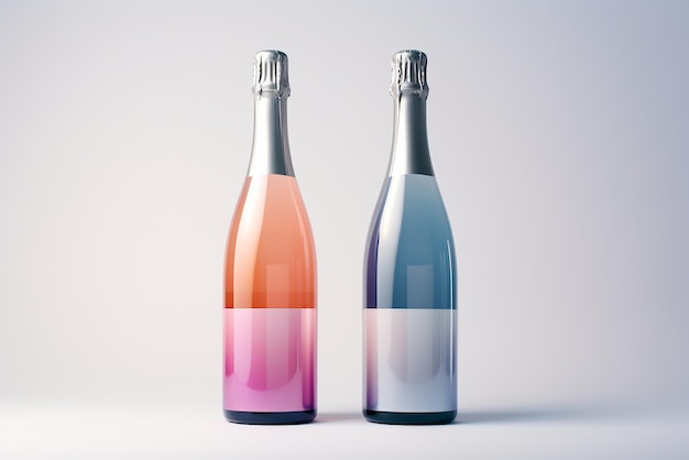 Wine bottle mock up without label Isolated on light gray background 3D illustration