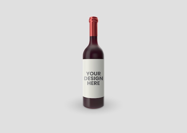 wine bottle mockup with white background illustration