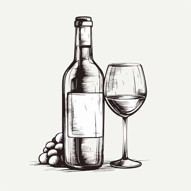 Wine bottle and wine glass clip art