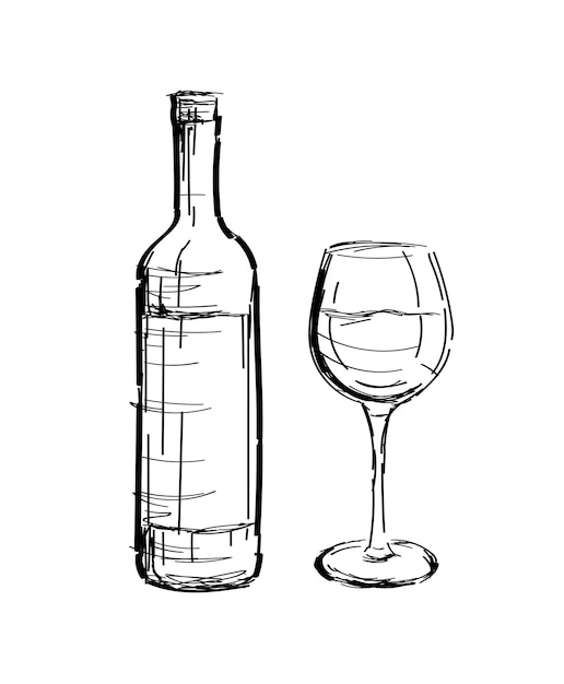 Wine bottle and wine glass