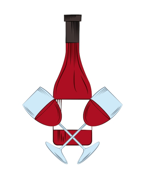 wine bottle and wineglass icon