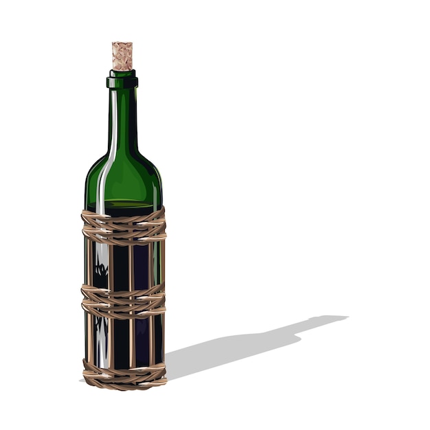 Vector wine bottle with a cork