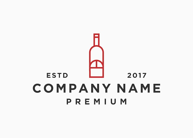 wine bottle with mouse logo design vector illustration template