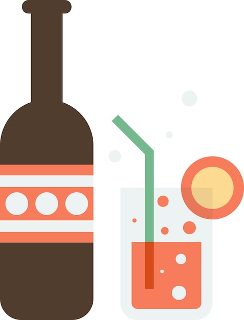 Vettore illustrazione di bottiglie e bicchieri di vino in stile minimal