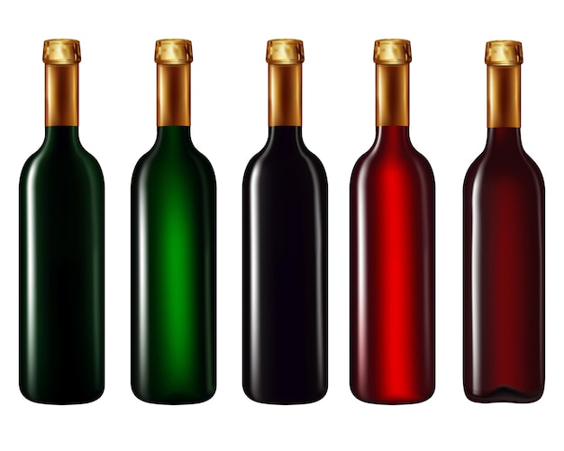 Vector wine bottles isolated on white