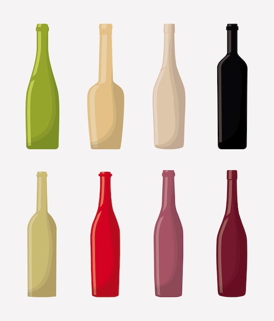 Wine bottles over white background