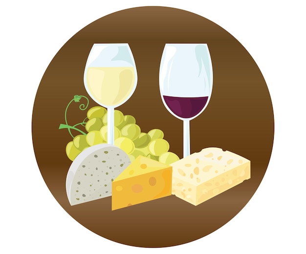 Vector wine and cheese 3