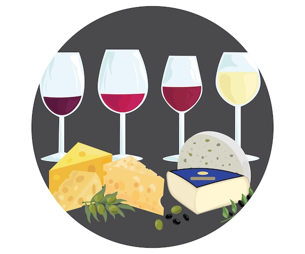 Vector wine and cheese 4