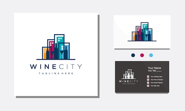 Wine city minimalist logo design vector