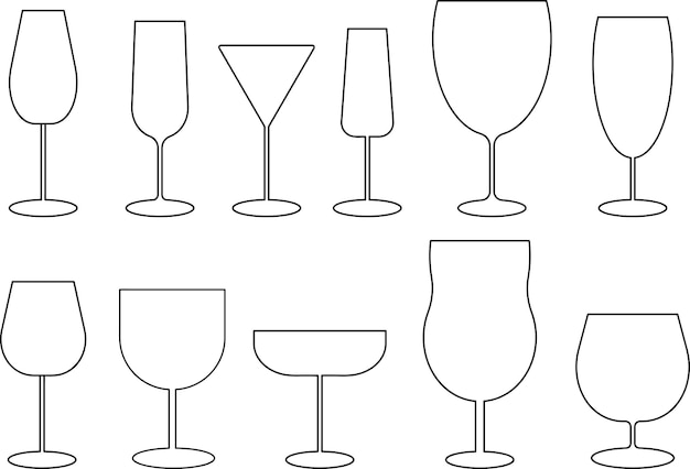 Wine and coctails glasses