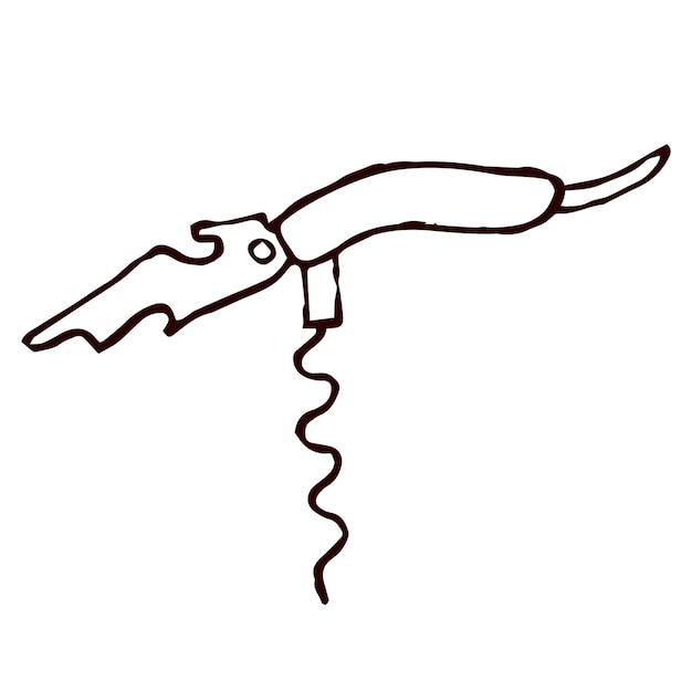 Wine corkscrew and Cork Doodle illustration