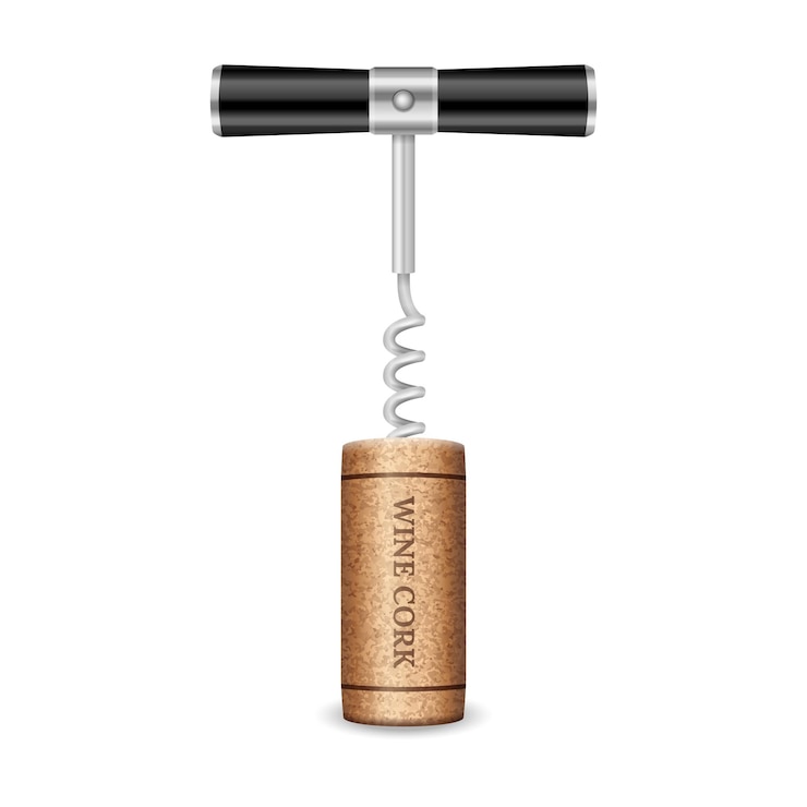 Vector wine corkscrew and cork