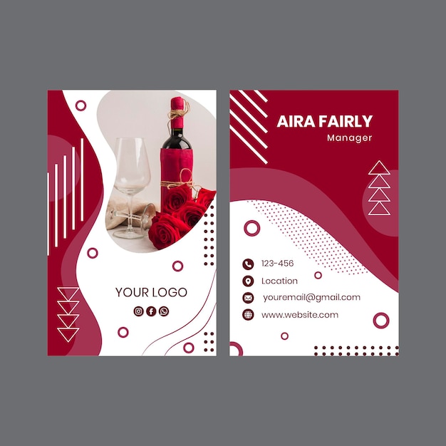 Wine double-sided vertical business card