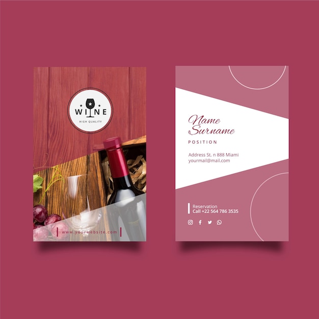 Wine double-sided vertical business card