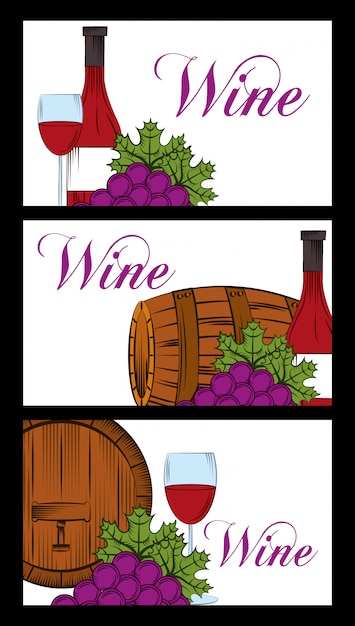 Vector wine drink alcohol card