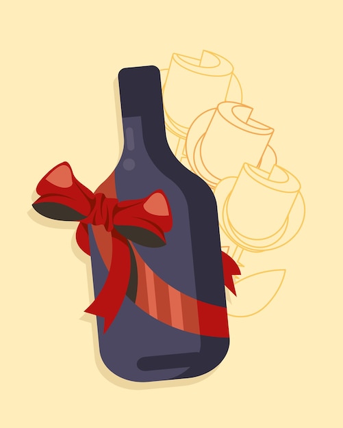 Vector wine drink with ribbon