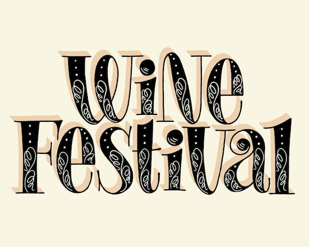Wine festival hand belettering tekst voor restaurant winery vineyard festival