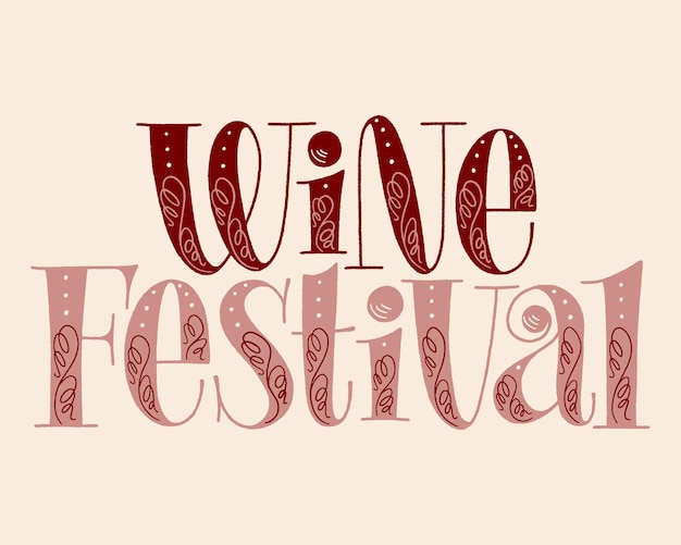 Vettore iscrizione della mano del festival del vino