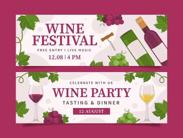 Premium Vector Wine festival horizontal banner template Premium Vector Wine festival horizontal banner template