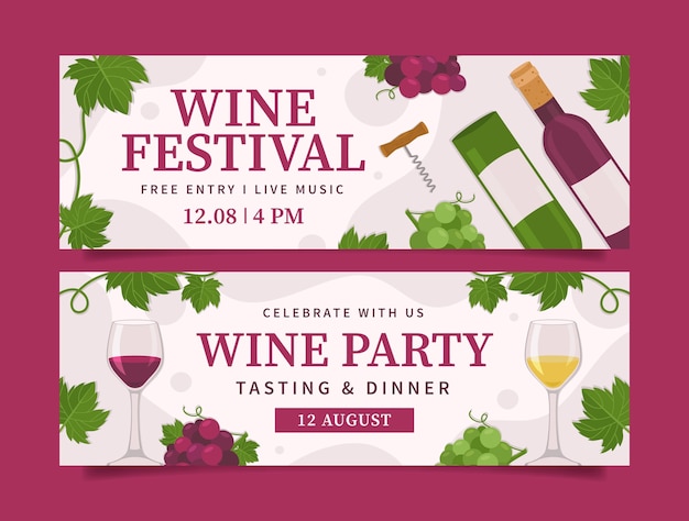 Vector wine festival horizontal banner template