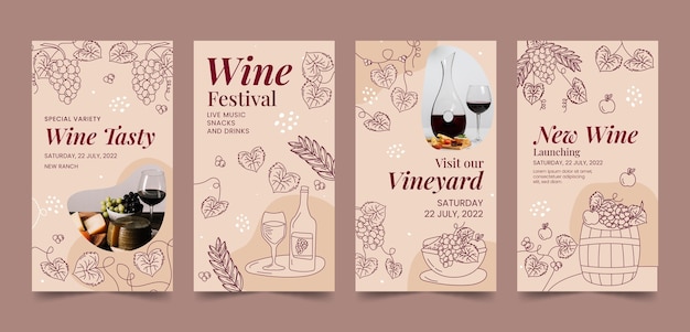 Vector wine festival instagram verhalen sjabloon