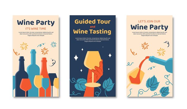 Wine festival posters vector set