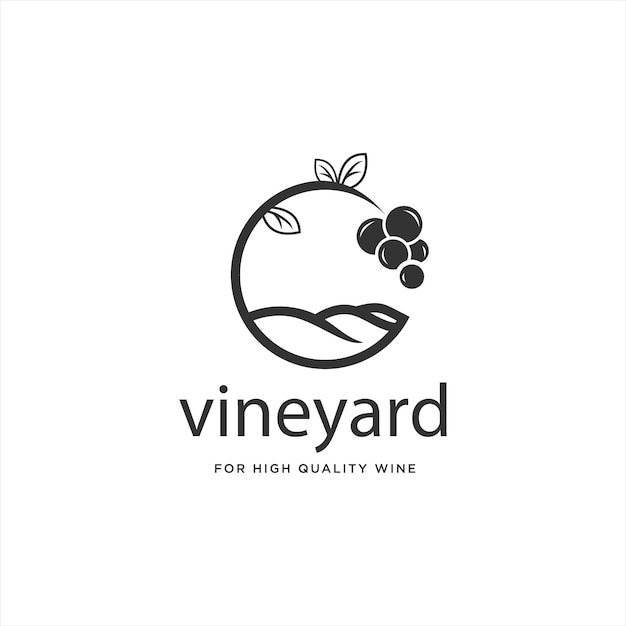 Design del logo del campo del vino icona illustrazione vettoriale di vigneti e cantine design moderno del logo