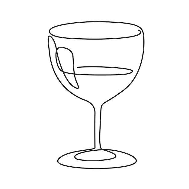 Wine glass continuous line drawing