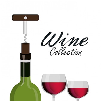 Disegno di etichetta cavatappi di vetro di vino isolato