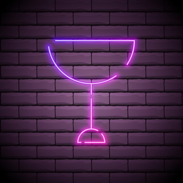 Wine glass from glowing neon lines of vector illustration