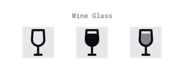 Wine glass icons set