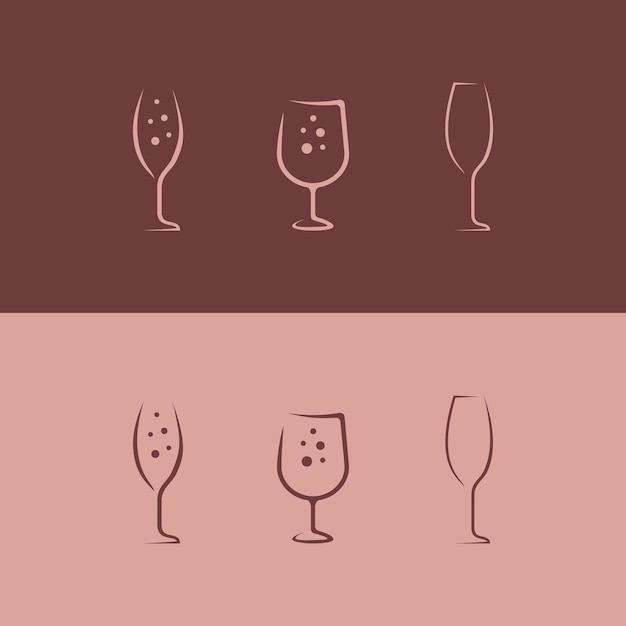 Vector wine glass line simple logo design