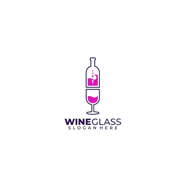 Wine glass logo color design illustration icon