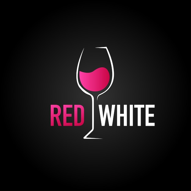 Logo bicchiere di vino design vintage vino rosso e bianco