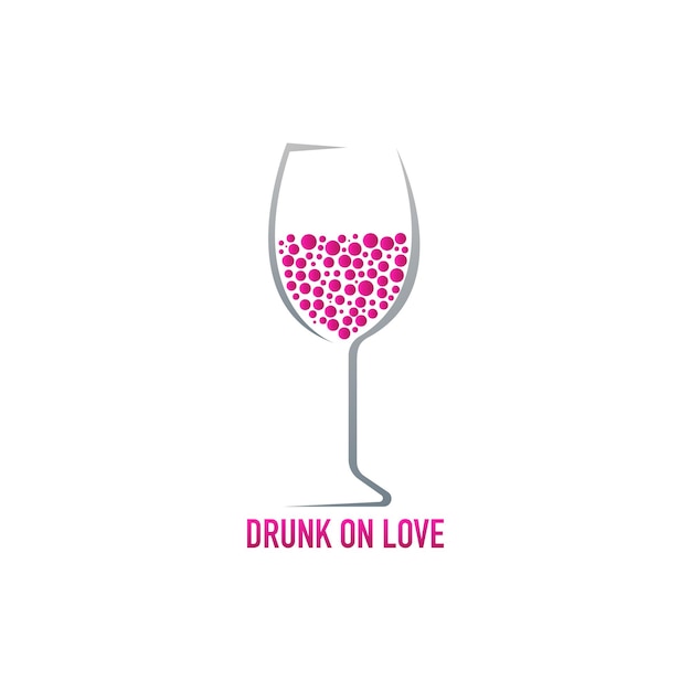 Wine glass love heart concept design background