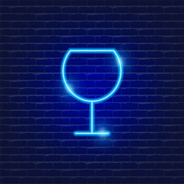 Vector wine glass neon icon drink concept vector illustration for design