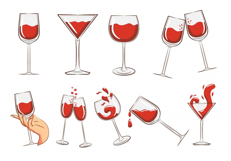 Vector wine glass  set clipart 