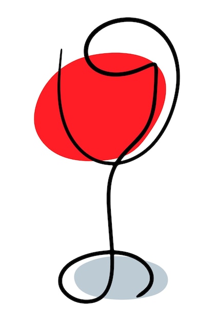 Wine glass vector design element one line isolated on a white background handdrawn