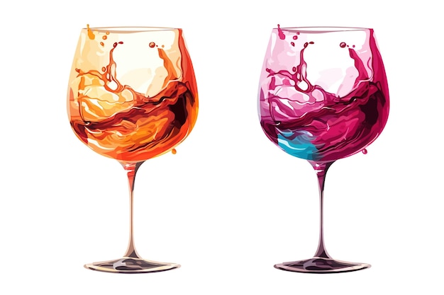 Vettore bicchiere da vino disegno clipart set vettoriale immagine vettoriale piatta isolata su sfondo bianco