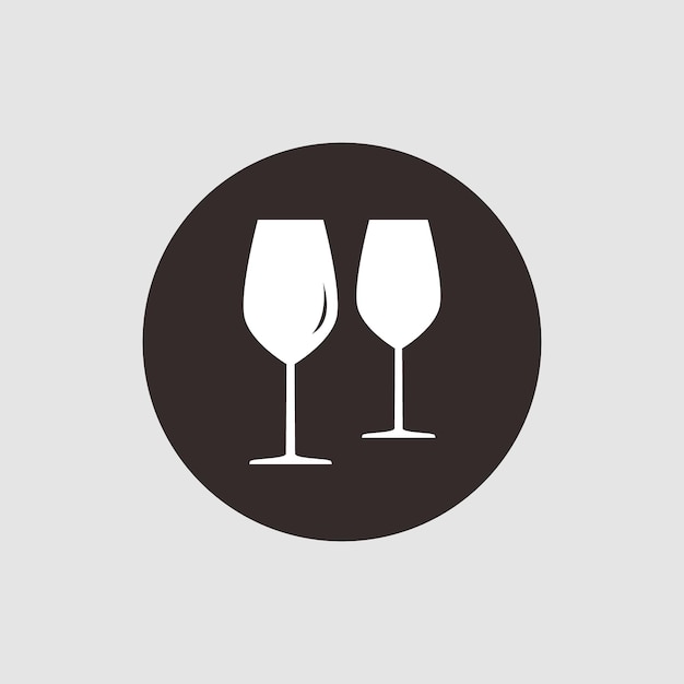 Wine glass vector silhouette in circle frame