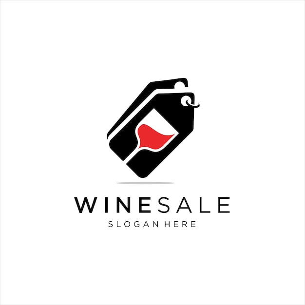 Wine Shop 로고 디자인 영감을 위한 가격표 레이블이 있는 와인 잔