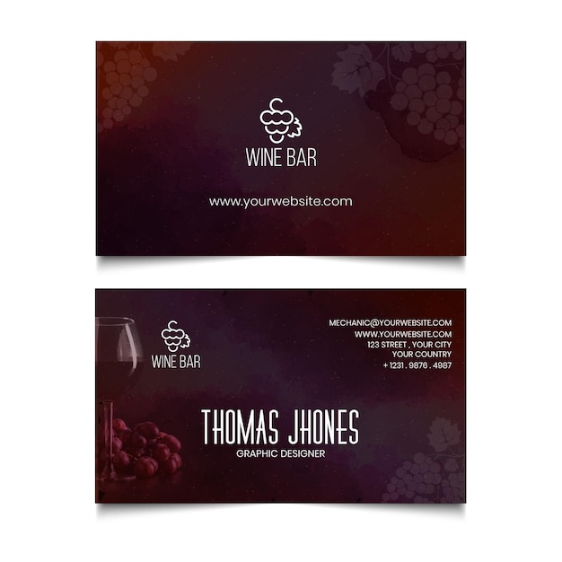 Vector wine horizontal business card